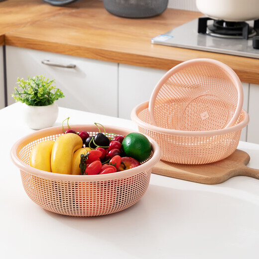 WORTHBUY drain basket plastic hollow kitchen household vegetable basket vegetable basket fruit basket drain screen blue three-piece set