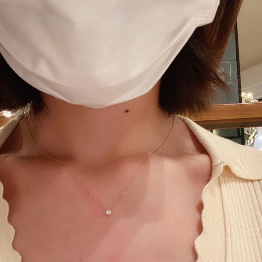 Fat Donglai's same style 18K gold booger diamond necklace Japanese agete stone 18k gold clavicle chain pendant 30 points diamond