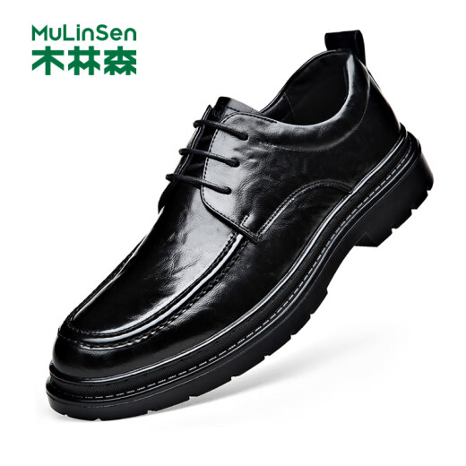木林森（MULINSEN）皮鞋男商务正装婚礼鞋厚底青年系带休闲男鞋 R22033