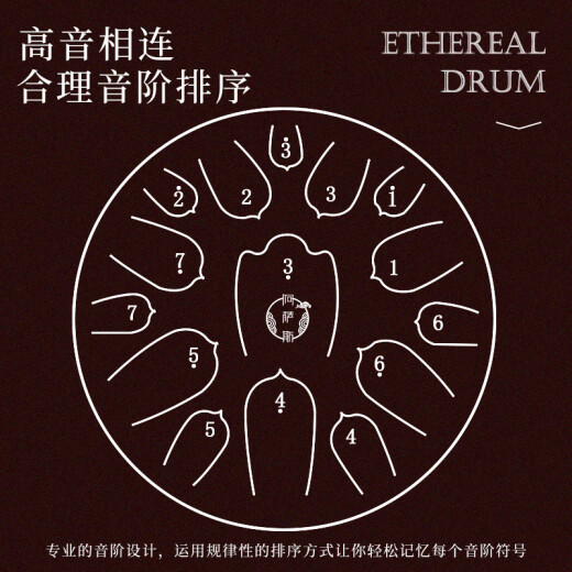 阿萨斯空灵鼓15音13寸成人初学者升级碳钢钢舌鼓儿童礼物莲花-藏青色