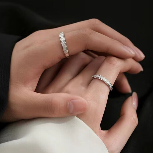 Luruo PT950 platinum couple ring niche design platinum ring plain ring open wedding ring Valentine's Day gift for girlfriend, platinum galaxy ring pair (live mouth adjustable)
