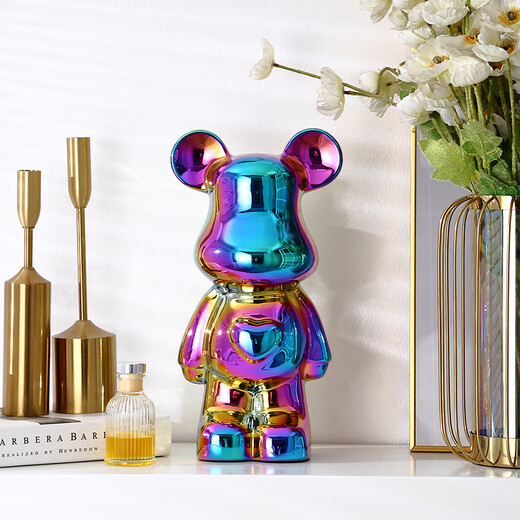 Internet celebrity violent bear cartoon TV wine cabinet living room decoration light luxury high-end ceramic children's piggy bank birthday gift 35cm blue care bear 16*13.5*35