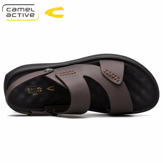 
Camel dynamic German camel dynamic sandals men's toe layer cowhide beach shoes trendy summer men's casual breathable non-slip sandals two-wear brown 698 (leather shoe size) 42