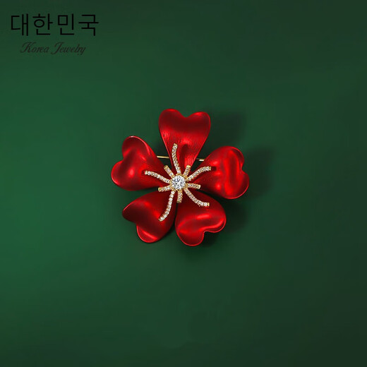 Coriander red rose brooch for women, light luxury, temperament corsage, suit sweater pin, trendy holiday gift, red lily 004 A11-202