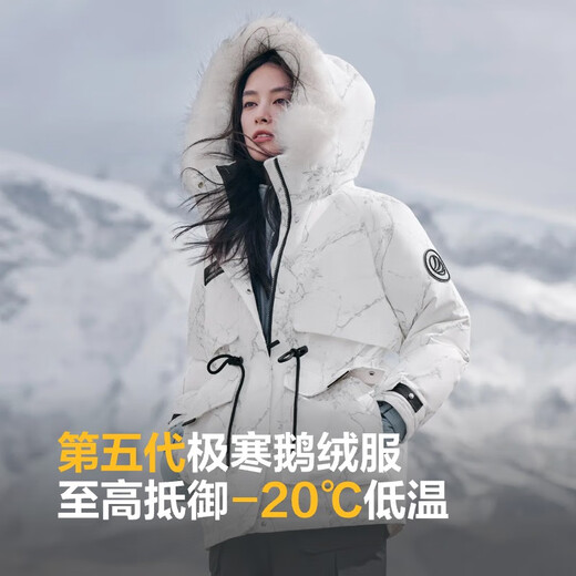 Bosideng Extreme Cold Goose Down Down Jacket Women's Large Fur Collar Hooded Short Waist 90 Velvet Versatile Warm Jacket