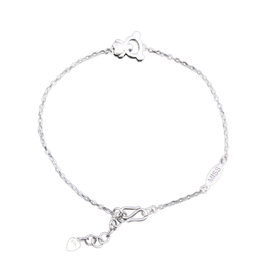 Guohua Jewelry platinum PT950 Miss Bear MISS cute bear O-shaped bracelet, about 3.10 grams, about 16.5cm+2.5cm long
