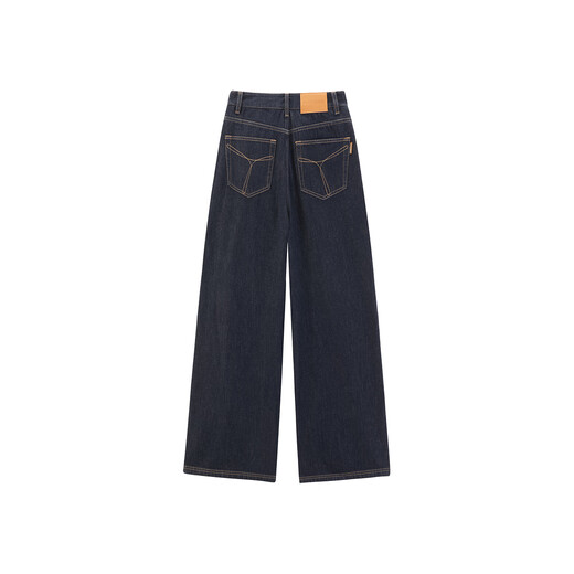 PEACEBIRD Women's Jeans Autumn Large Straight Pants Fashionable Casual Versatile Commuting Texture Denim Dark Blue L