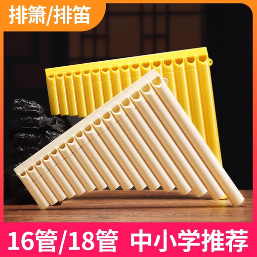 乐儿音ABS排箫16管18管儿童专业演奏民族乐器小学生初学者入门专用排笛 【加固-16管】黑色+包+音贴+教材