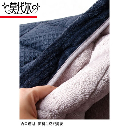 Pajamas modal Hiver pour hommes épaissis épaissis en velours à trois couches Veste en coton corail Velvet Home Clothing Home Set pour les personnes d'âge moyen et les personnes âgées N9921M Velvets de lait gris a amélioré L (100-120jin [Jin est égal à 0,5 kg]))
