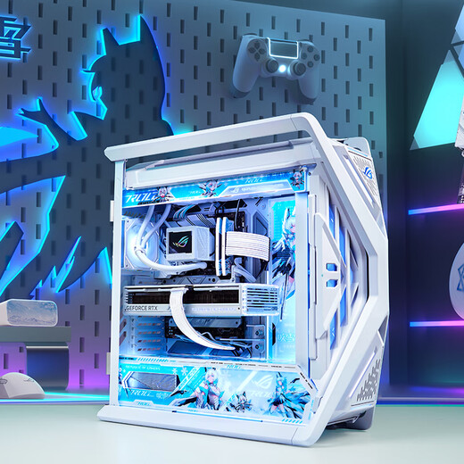 ASUS AMD Ryzen R7 9800X3D 5090D 5080 graphics card ROG family barrel pure white Genesis gaming desktop overclocking e-sports AI host DIY assembly computer complete R7 9800X3D+RTX5080 configuration three