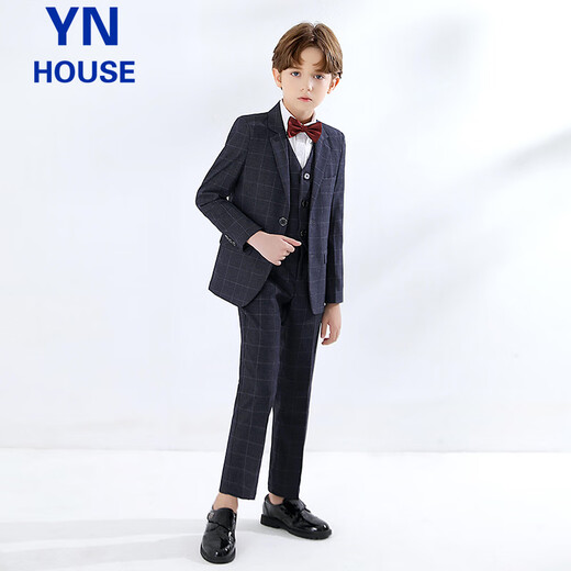 Yinuofang children's suit suit boy suit host flower girl dress performance suit plaid suit 130 yards
