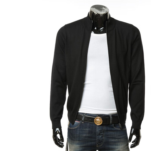 Hugo Boss 黑标 男士秋冬休闲保暖羊毛针织开衫 50476347 10243951 黑色 1 2XL