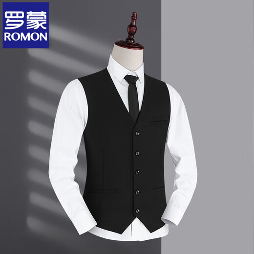 ROMON (ROMON) Traje de chaleco Men 2025 Business Casual Vest GROUM GROUM MAN BODA BUDA BROTRO GRUPO 801 GRIS (VESTO SOLO) L 175