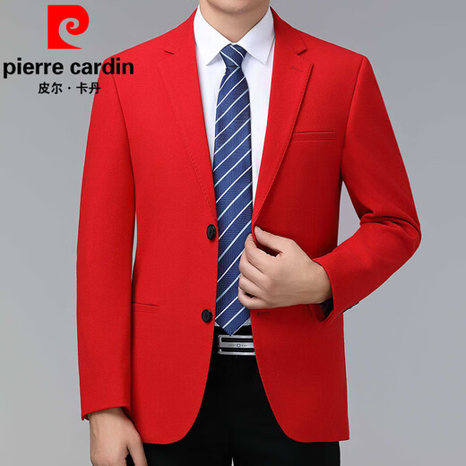 皮尔卡丹羊毛西服男外套2024秋冬新款男士休闲西装结婚礼服职场高档单西男 A2303款-藏青 175码(建议146-155斤)