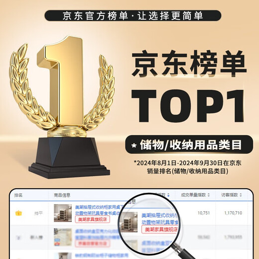 Meichao drawer-type storage cabinet, household under-desk mobile storage rack, toys, snacks, desk storage rack, cosmetics trolley, three-layer, high model + universal wheel