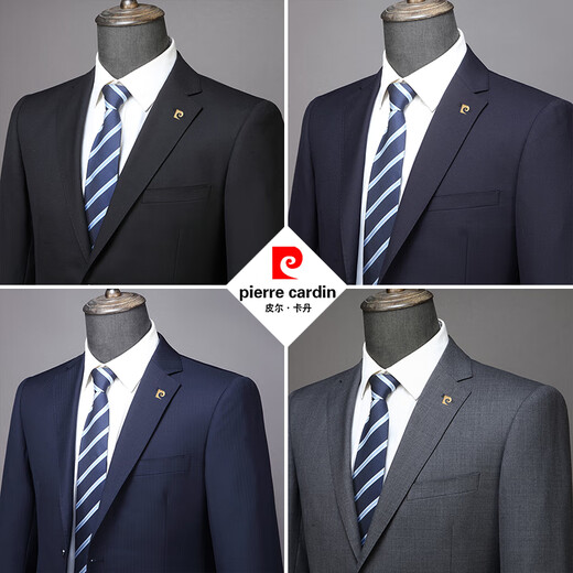 Pierre Cardin direct sales thin wool suit men's brand-name middle-aged men's formal wedding suit black MY7001 style 2XL 185 size recommended 160Jin Jin equals 0.5kg -170Jin Jin equals 0.5kg