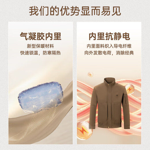 Septwolves Jacket Men's Jacket Autumn Stand Collar Textured Jacquard Airgel Warm Skin Friendly Soft Comfortable Men's Clothes