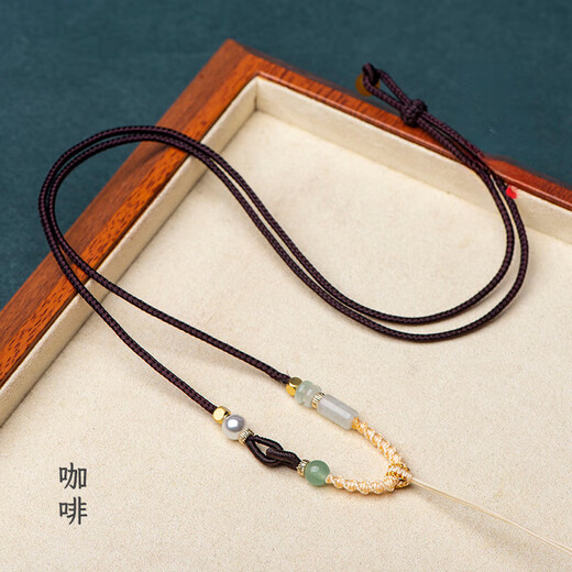 CHUXIANG hand-woven knotted jade pendant lanyard Guanyin Pixiu Jade Buddha pendant rope men and women necklace with rope silver gray B02-104 S19