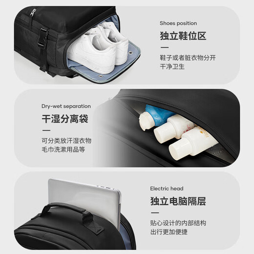 Landcase Travent Bag -Rucksack für Frauen 2024 neuer Rucksack mit großer Kapazität für Business Trip Gepäckbeutel Computertasche für Männer 3890 Schwarz