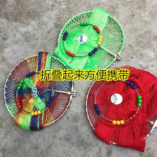 筏芯黑坑鱼护编织尼龙线渔护超大超宽鱼户小密眼鱼护网兜渔具折叠 1cm 11301m  1M 彩色30口径1米送