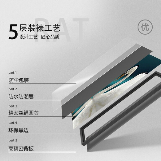 
Bifeng's bedroom bedside decorative painting 2025 new style master bedroom bedside background wall mural hanging painting modern simple wall painting swan Bifeng 829 150*40cm 12mm crystal film single pairing black edge