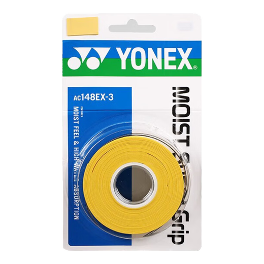 YONEX尤尼克斯羽毛球拍手胶吸汗带湿润绑带AC148EX-3黄色3条装