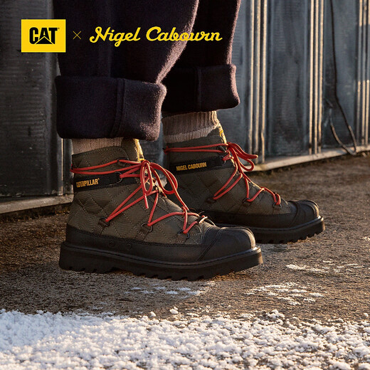
CAT Carter Martin Boots Working Boots Men and Women's Same Shoes and Boots NC Co-branded Antarctic Adventure Outdoor Anti-Slip Short Khaki Green + Black 42