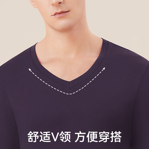 卡森兰男士秋衣薄款纯棉保暖内衣柔软打底棉毛衫线衣线裤单件 686黑色单衣 2XL