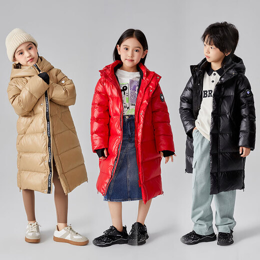 Qianrenggang (CHERICOM) shiny new winter children's down jacket waterproof and washable thickened warm knee-length jacket Y299866Y Vibrant Red 88104 120