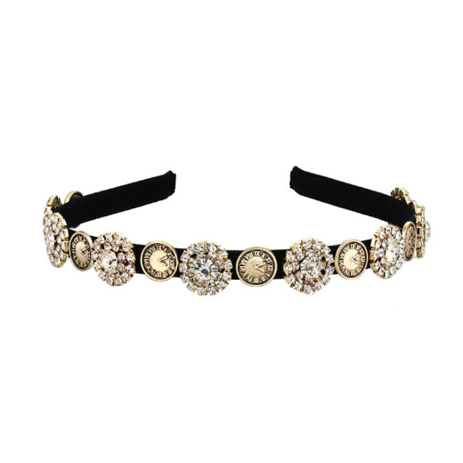 Idel's French high-end niche retro headband female internet celebrity exquisite personalized clock rhinestone headband new versatile outing press hair headband to send girlfriends Christmas and New Year gifts clock headband G135