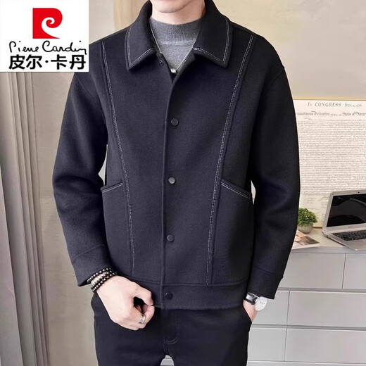 皮尔卡丹（pierre cardin）高档双面羊毛绒大衣男秋冬季韩版潮流休闲短款羊毛呢大衣外套男 6015灰绿 M【90-110斤】