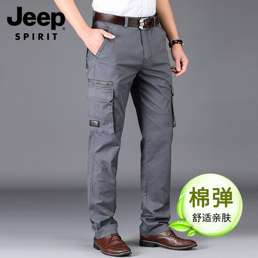 JEEP SPIRIT吉普休闲工装裤男士多口袋直筒宽松长裤潮流春夏男裤子9923薄款 9923薄款灰色 35码2尺7