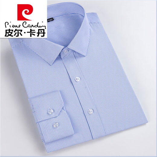 Pierre Cardin Pure Cotton Free Iron Shirt Herren-Langsalz 2024 Herbst und Winter mittleren und jungen Business Formale Kee Blau gestreiftes Freizeithemd gestrickt 8w6636 42 150 ~ 165