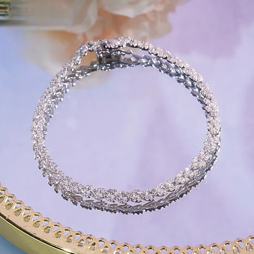 Nilan platinum pt950 bracelet moissanite women's wheat twist light luxury niche full diamond new style 16cm