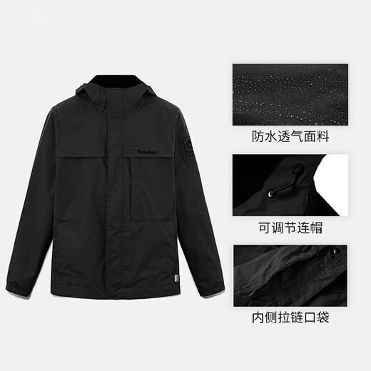 添柏岚（Timberland）冲锋衣男 春秋新款户外登山服防水防风透气硬壳外套工装夹克A695W A695W001/黑色 (晒图退10) L (180/108A)