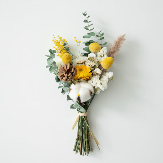 AIMAN rose eucalyptus dried flower bouquet living room entrance decoration ins Nordic style photo props diy flower arrangement gift yellow rose bouquet without bottle