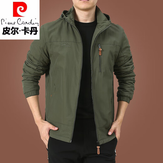 Pierre cardin outdoor men's jacket autumn and winter 2024 new middle-aged men's autumn tops plus velvet jacket men's spring and autumn thick black 9898 plus. velvet style L