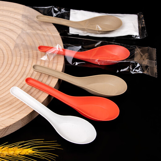 Chulu disposable spoon, knife, fork, rice husk spoon, semi-degradable spoon, rice spoon, takeaway spoon, Chinese spoon, independent white spoon, 50 pieces in bulk