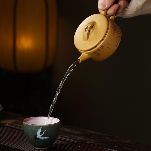 Zanghutianxia small capacity Yixing purple clay teapot pure hand carved Kung Fu tea set raw ore golden section mud teapot large mouth Han tile Han tile