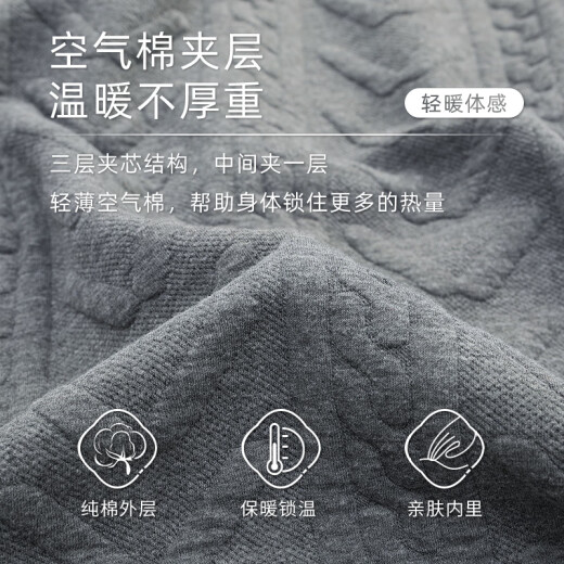 浪莎睡衣春秋季男士纯棉中老年人爸爸加厚薄夹棉空气棉家居服套装 MG9207 1套 L 100-130斤