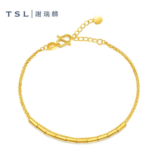 
Xie Ruilin (TSL) 520 gift gold bracelet for women 5G craftsmanship fashion small square foot gold hand jewelry to give girlfriend XK679 gift 2.95g labor cost about 720 yuan