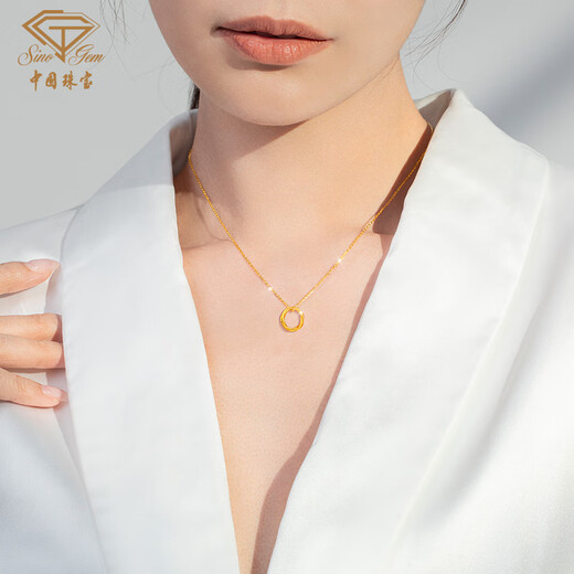 Chinese jewelry birthday commemorative gift gold pendant necklace for men and women 999 pure gold Mobius set chain