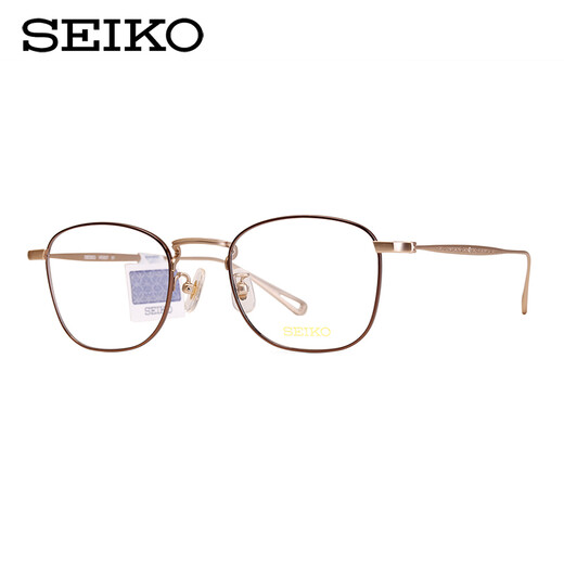 Seiko glasses frame men's and women's retro light titanium round face full frame mirror frame small face glasses myopia with glasses H03097 golden C01 single frame (with mirror case mirror cloth)