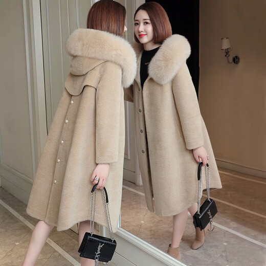 Soem Mink Fell + Fuchsfellkragen 2025 Herbst und Winter Neue HaINing Real Mink Pelzmantel Frauen mit mittlerer Länge Gongbei Sheep Scher XL 120-130jin [Jin entspricht 0,5 kg]