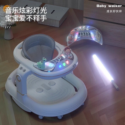 倍贝乐婴儿学步车防侧翻宝宝手推车2024新款儿童多功能助步车 顶配白【推把+餐盘+万向轮+踏板 新生儿周岁礼物（带摇马功能）