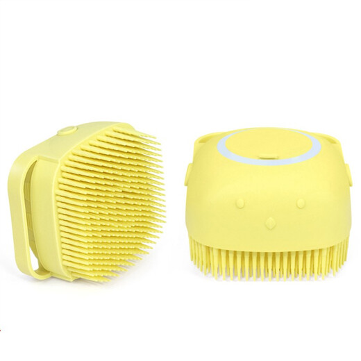 SLPC dog bath brush pet dog bath massage brush bath soft brush can be filled with shower gel bath brush combing brush new yellow soft bristle brush