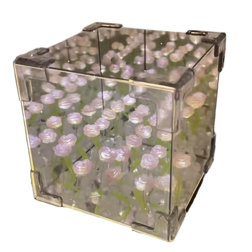 Li Hepian Douyin Rubik's Cube handmade diy flower sea tulip mirror night light material package to send to girlfriend and best friend for birthday. Pink mirror Rubik's Cube tulip material package 20 pieces. Full set of material package - including gift bag