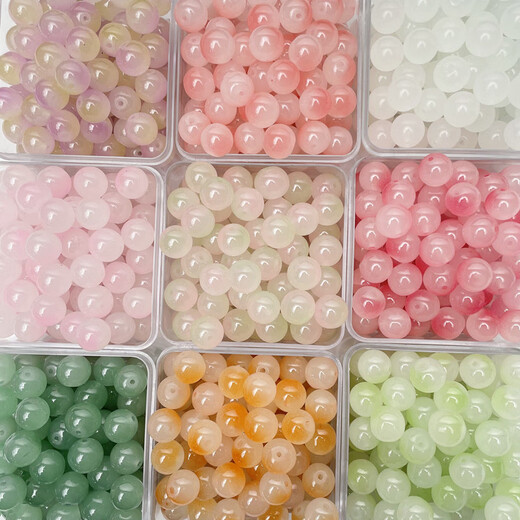 OSRO 50 pieces 10mm two-color glass beads loose beads handmade diy bracelet accessories jewelry beading material random mixed color 10mm (about 50 pieces in a pack)