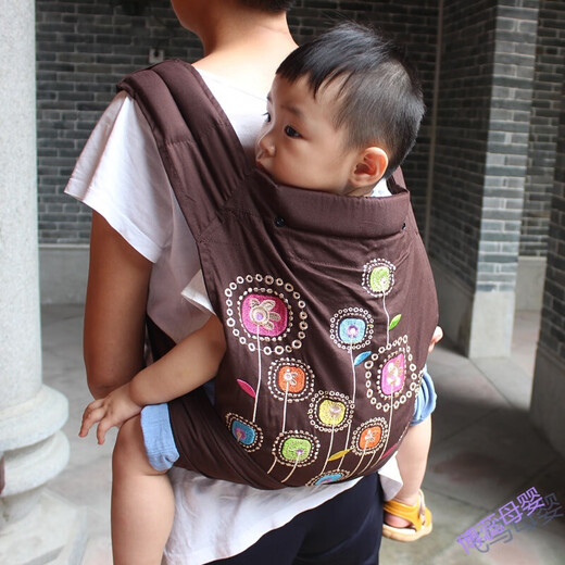 Baby Strap Back Multifinectional Quatre-Season Universal simple traditionnel traditionnel à quatre bouches Écharpe en tissu bébé vintage Léger. Style respirant * Caxe Pie Khaki Grille Style