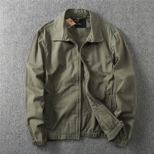 Ranwei Ferre American Casual Jacket Jacket Men's Men's Men's Spring and Automne Thin Style d'âge moyen et jeunes vêtements de travail polyvalents Simple Top Top Military Green-13068 XL Recommandé 140-160jin [Jin est égal à 0,5 kg]